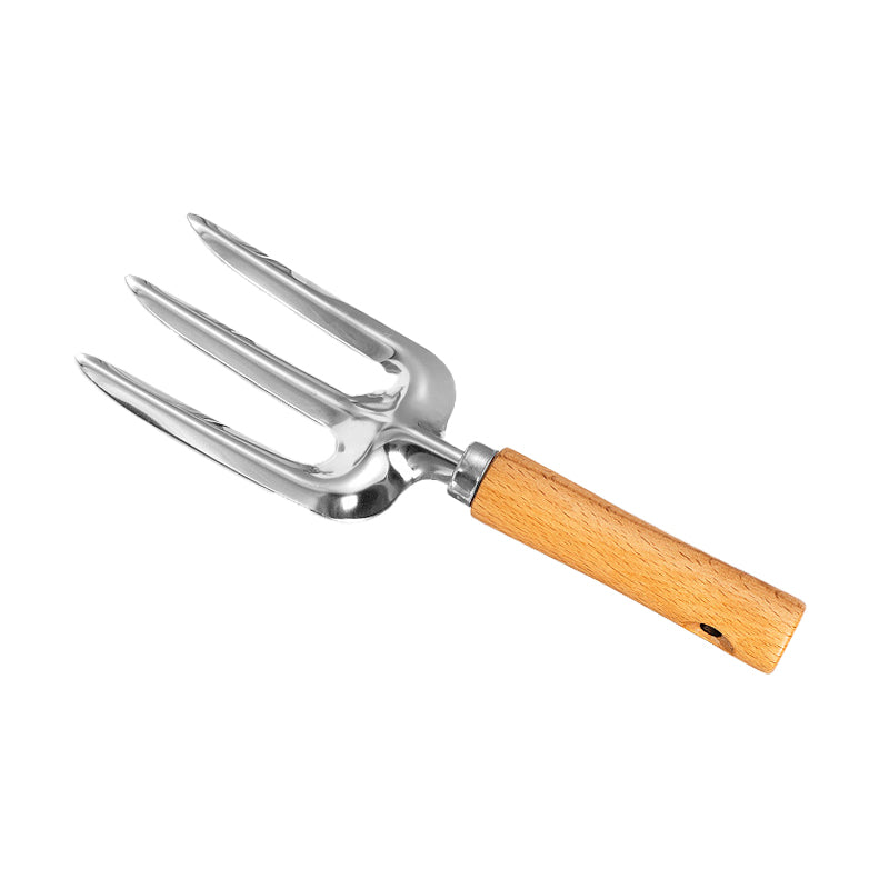 Wooden handle stainless steel gardening watering jug and garden gardening fork
