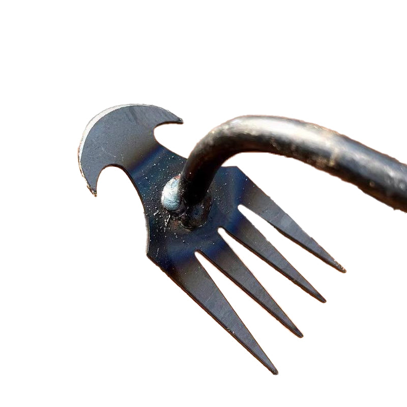 Weed removal and hoeing tool ¨C compact rake for gardening and landscaping: used for pulling weeds, hooking weeds, and loosening soil