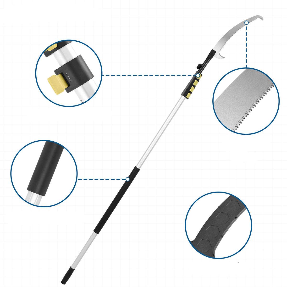 Handle Garden Manual Pruning Saw Aluminum Telescopic Extension Rod Tree Pruning