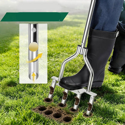 Lawn aerator tool with 4 nails, patio and turf aerator with extra-wide foot pedal.