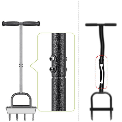 Stainless steel lawn core extractor, manual lawn aerator with storage tray, hole drill, soil turner, soil loosener