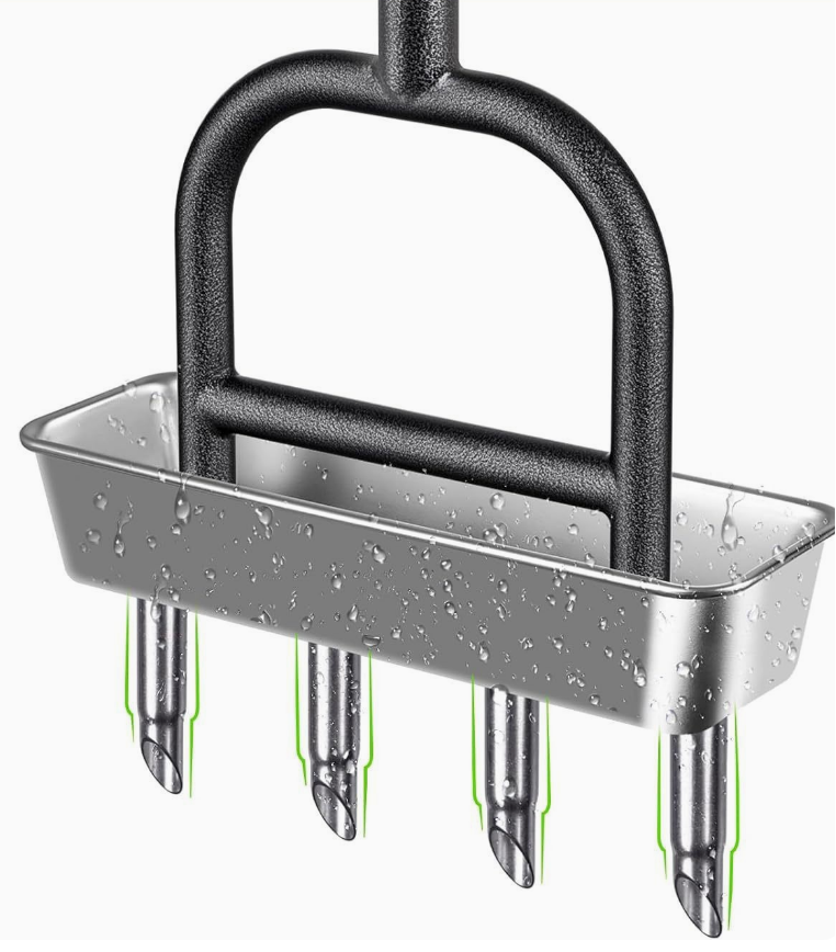 Stainless steel lawn core extractor, manual lawn aerator with storage tray, hole drill, soil turner, soil loosener