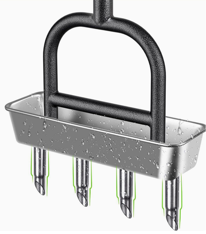 Stainless steel lawn core extractor, manual lawn aerator with storage tray, hole drill, soil turner, soil loosener