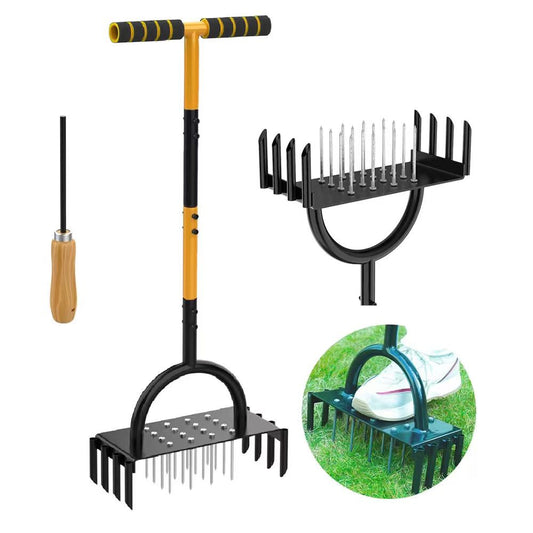 Aeration machine, lawn oxygenator, steel rake, garden lawn loosening tool, soil loosener, soil turner