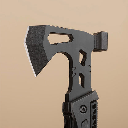 Multi-tool combination: axe, hammer, folding portable survival hammer, wrench, and knife
