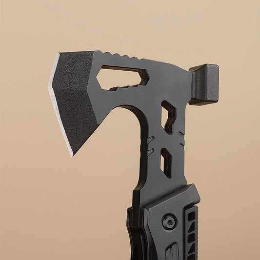 Multi-tool combination: axe, hammer, folding portable survival hammer, wrench, and knife