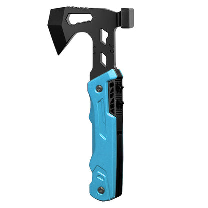 Multi-tool combination: axe, hammer, folding portable survival hammer, wrench, and knife