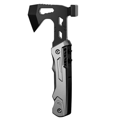 Multi-tool combination: axe, hammer, folding portable survival hammer, wrench, and knife
