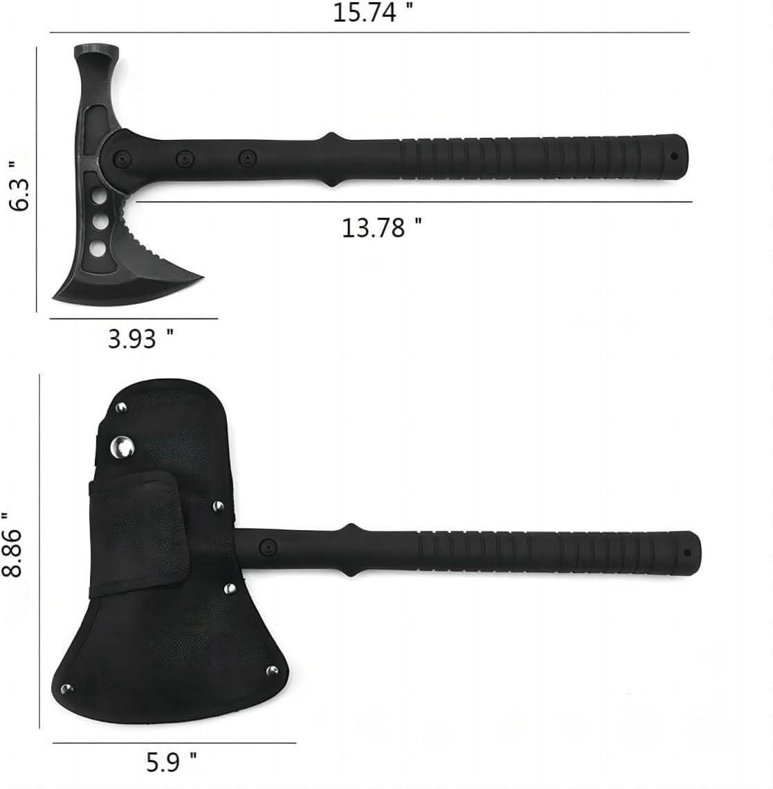 Multi-functional logging axe, outdoor axe, wilderness camping equipment, mountain-cutting axe, wood-chopping axe, battle axe