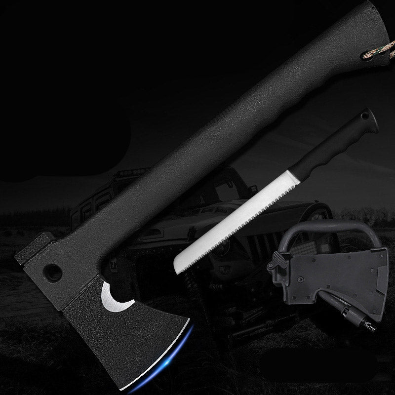 Outdoor axe, wilderness camping gear, mountain axe, wood-chopping axe, battle axe, multi-functional logging axe