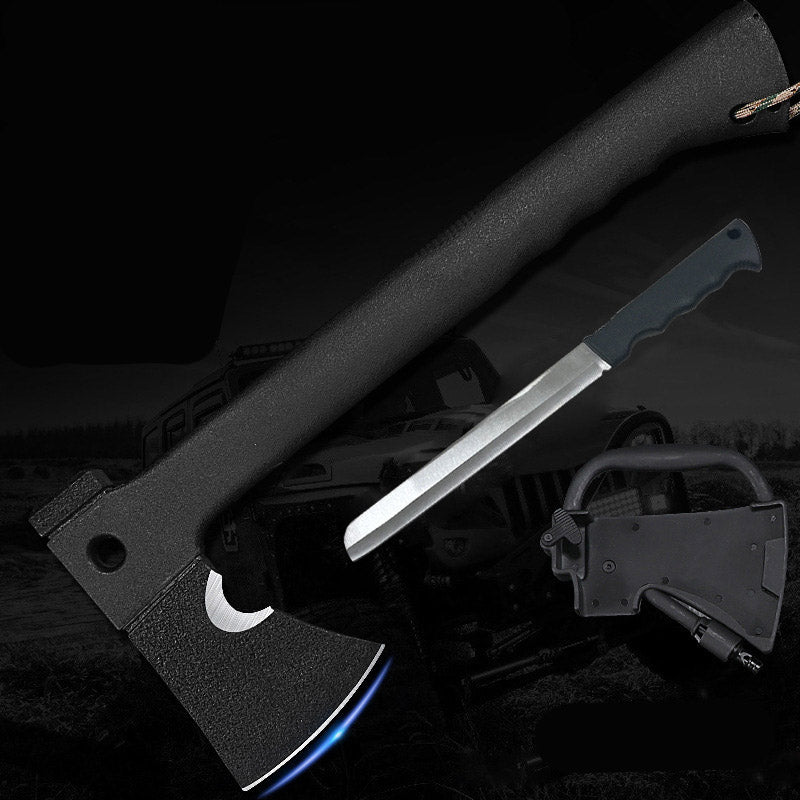 Outdoor axe, wilderness camping gear, mountain axe, wood-chopping axe, battle axe, multi-functional logging axe