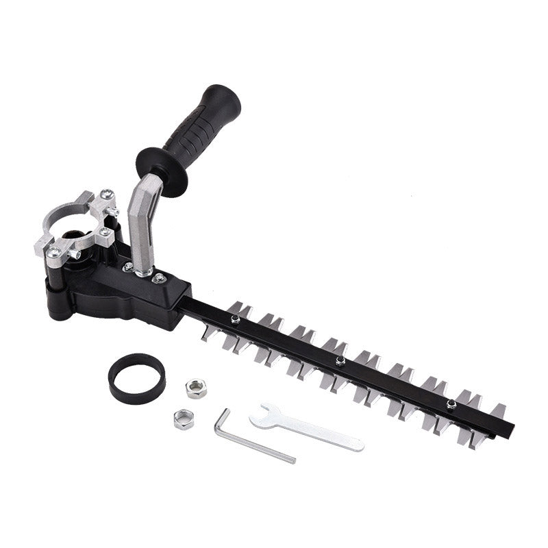 Angle grinder converted into a hedge trimmer, electric garden tool, tea tree trimmer, fence trimmer, tea leaf picker, lawn mower, landscaping tool