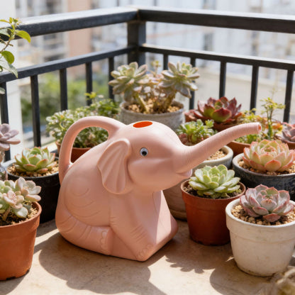 Small elephant-shaped watering can with long spout, a small household gardening watering tool for succulents, flowers, and potted plants
