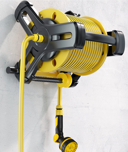Automatic hose reel kit, hose storage rack, watering device, coil, flushing nozzle, car wash water gun