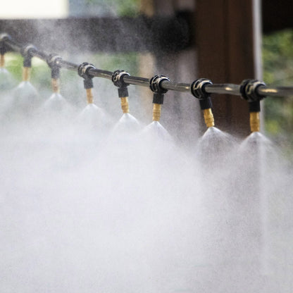Automatic misting sprayer for watering flowers and plants, a great tool for home gardening and cooling