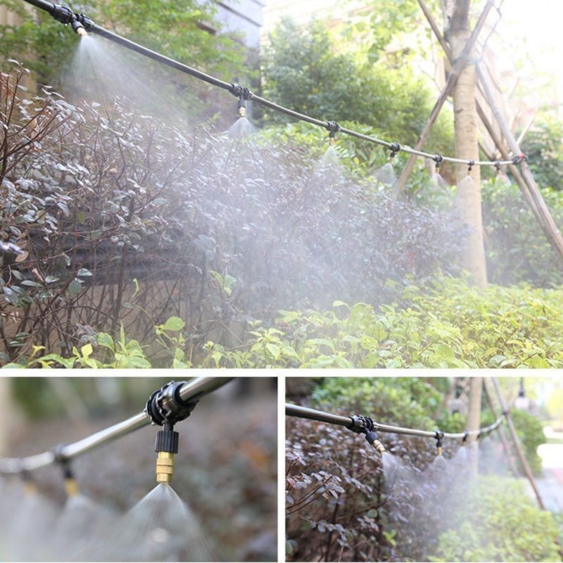 Automatic misting sprayer for watering flowers and plants, a great tool for home gardening and cooling