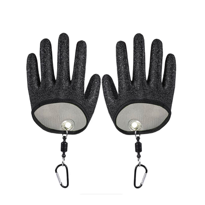 Strong Magnetic Hook Buckle Fish Catching Gloves, Anti-Puncture Anti-Slip Latex 13-Gauge Polyester Knit Gloves