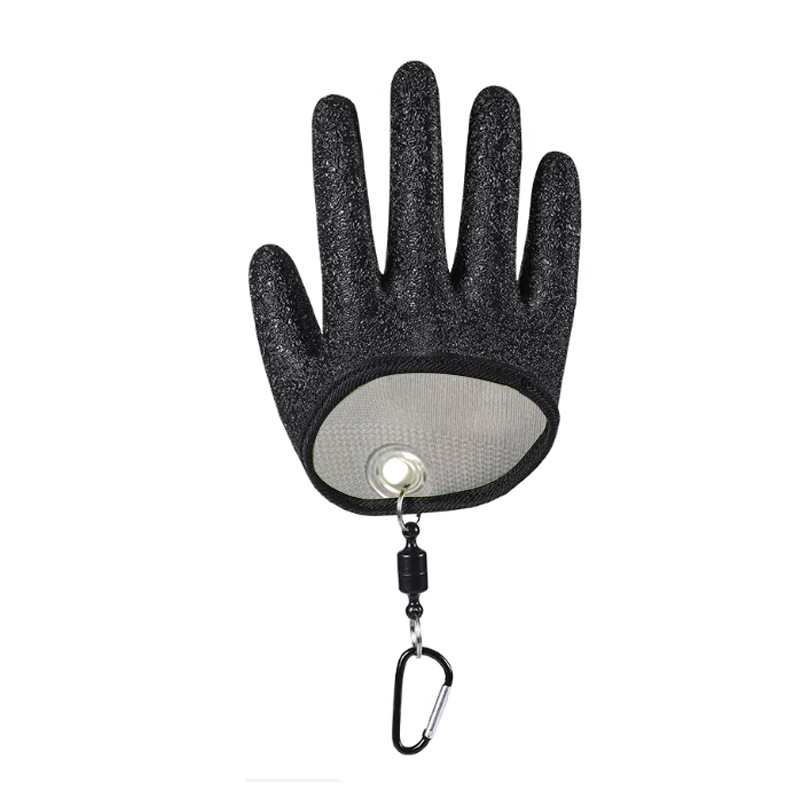 Strong Magnetic Hook Buckle Fish Catching Gloves, Anti-Puncture Anti-Slip Latex 13-Gauge Polyester Knit Gloves