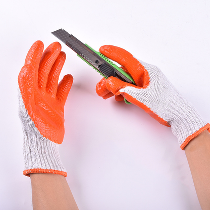 7-Gauge Flat Dalian Rubber Gloves, Warm Thickened Wear-Resistant Work Gloves for Construction Sites