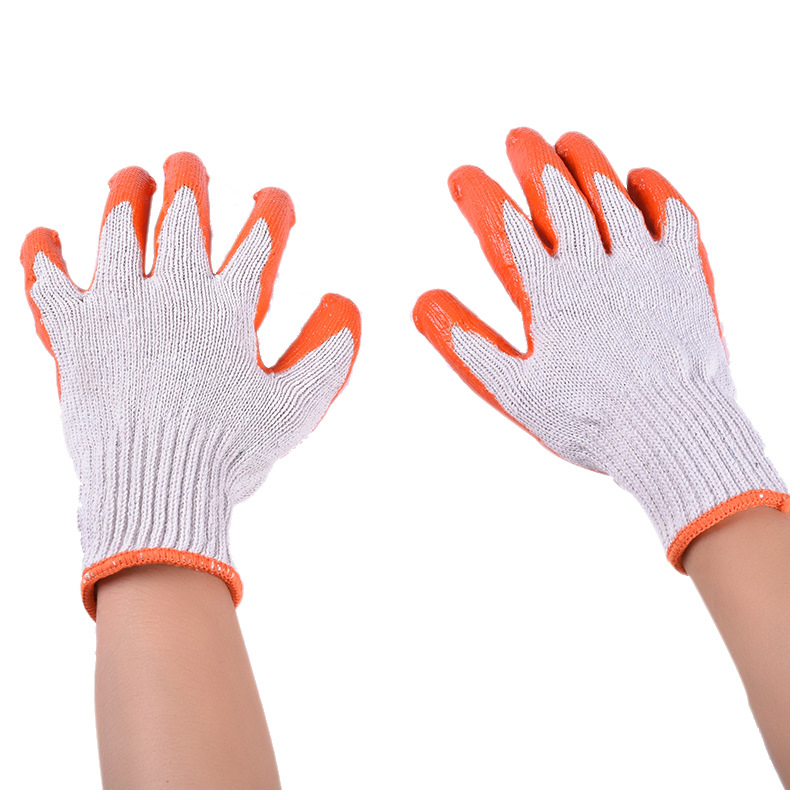 7-Gauge Flat Dalian Rubber Gloves, Warm Thickened Wear-Resistant Work Gloves for Construction Sites