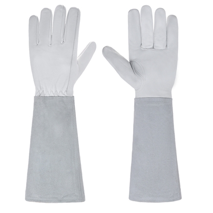 Cowhide Long-Length Heat-Resistant Gardening Gloves, Outdoor Floral Arrangement & Vegetable Planting Garden Gloves, Cut-Resistant Work Gloves