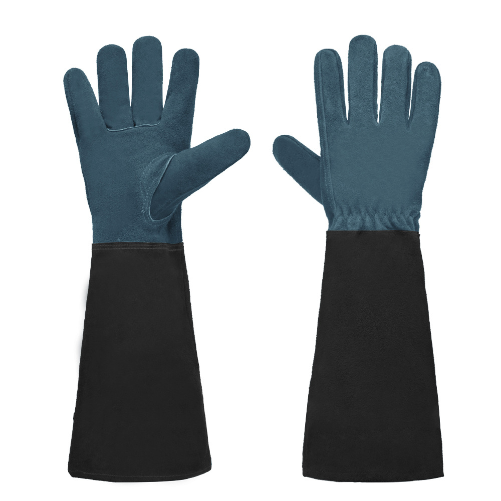 Cowhide Long-Length Heat-Resistant Gardening Gloves, Outdoor Floral Arrangement & Vegetable Planting Garden Gloves, Cut-Resistant Work Gloves