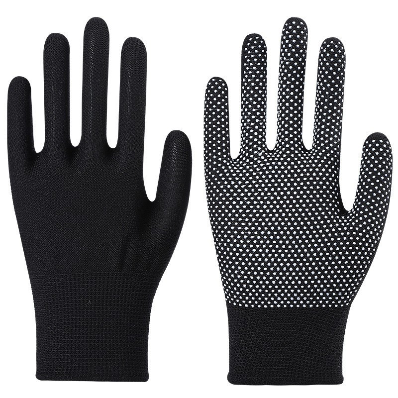 Labor Protection Gloves, Nylon Anti-Slip Construction & Packing Work Gloves, Warm Soft Breathable Sun Protection Latex Fingerless Gloves