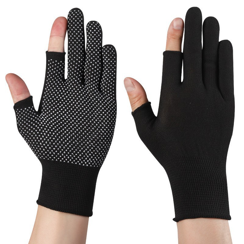 Labor Protection Gloves, Nylon Anti-Slip Construction & Packing Work Gloves, Warm Soft Breathable Sun Protection Latex Fingerless Gloves