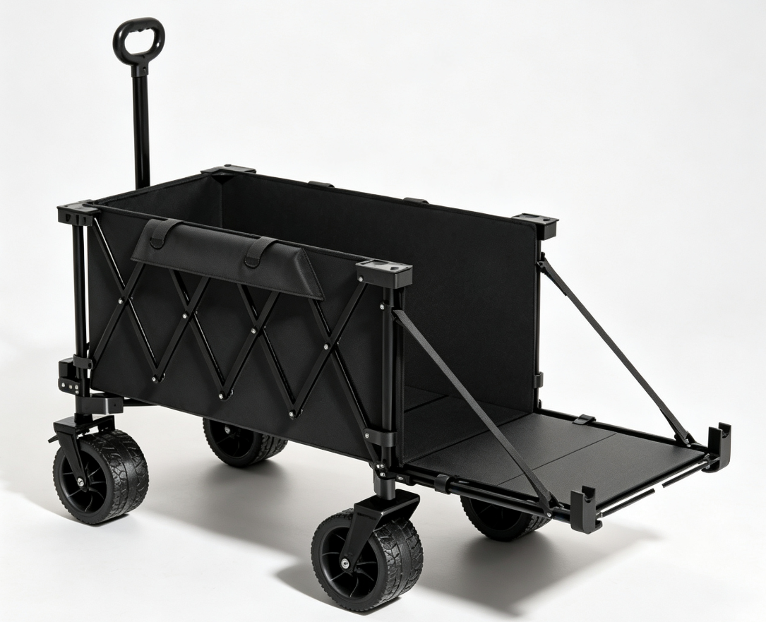 Large Foldable Garden & Camping Cart with Gathered Storage