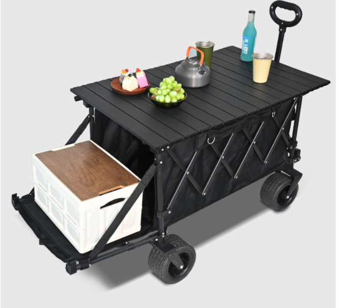 Large Foldable Garden & Camping Cart with Gathered Storage