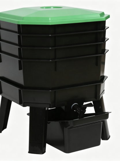 Square Tower-Style Tray Compost Bin