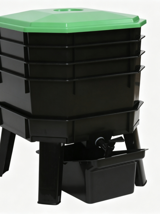Square Tower-Style Tray Compost Bin