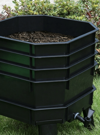 Square Tower-Style Tray Compost Bin
